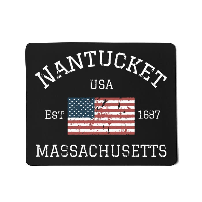 Nantucket Massachusetts American Flag Usa Travel Vintage Mousepad