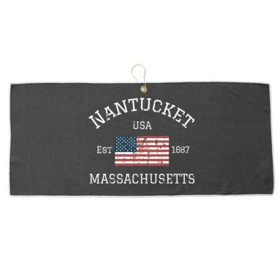 Nantucket Massachusetts American Flag Usa Travel Vintage Large Microfiber Waffle Golf Towel