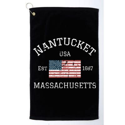 Nantucket Massachusetts American Flag Usa Travel Vintage Platinum Collection Golf Towel