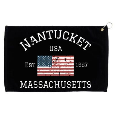 Nantucket Massachusetts American Flag Usa Travel Vintage Grommeted Golf Towel