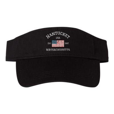 Nantucket Massachusetts American Flag Usa Travel Vintage Valucap Bio-Washed Visor