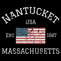 Nantucket Massachusetts American Flag Usa Travel Vintage Women's Crop Top Tee