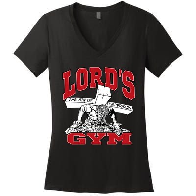 New Motivation BodyBuilder The Lord's Gym Cool Design Women's V-Neck T-Shirt