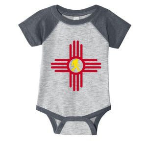 New Mexico Bigfoot State Flag Zia Symbol Bigfoot New Mexico Infant Baby Jersey Bodysuit