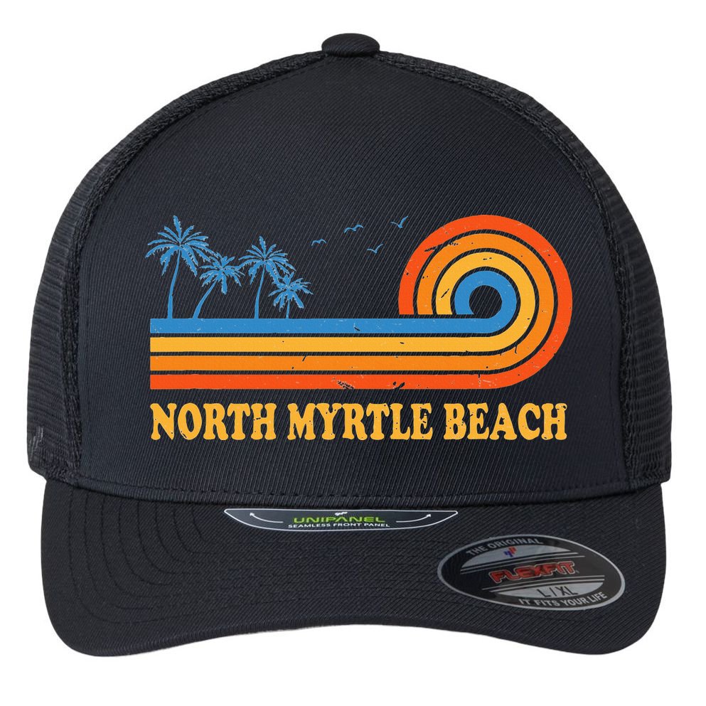 North Myrtle Beach South Carolina Summer Sc Tropical Flexfit Unipanel Trucker Cap