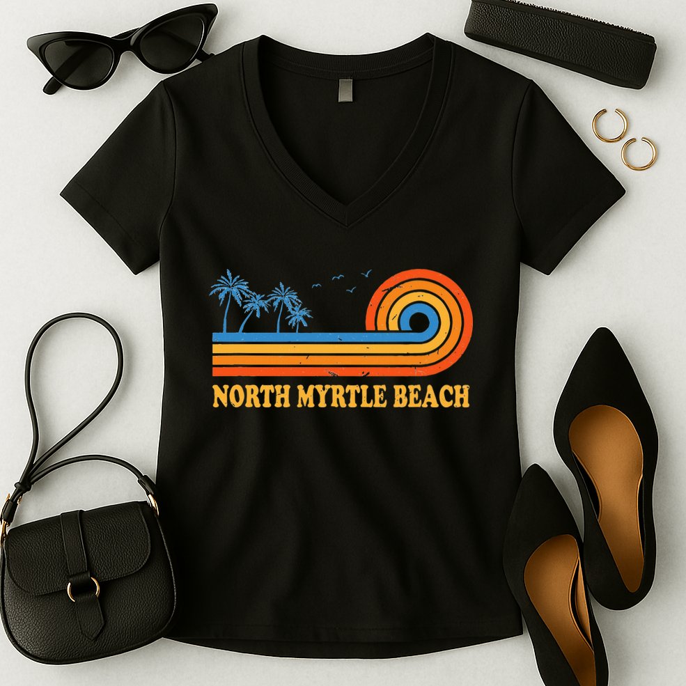 North Myrtle Beach South Carolina Summer Sc Tropical Women's V-Neck T-Shirt