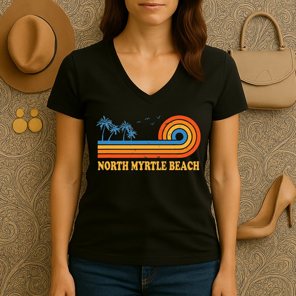 North Myrtle Beach South Carolina Summer Sc Tropical Women's V-Neck T-Shirt