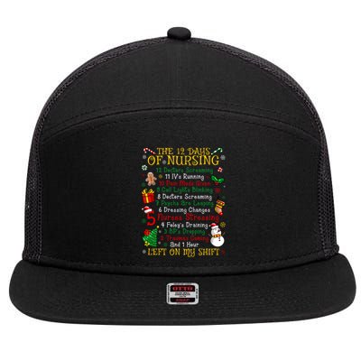 Nurses Merry Christmas Funny 12 Days Of Nursing Xmas Gift 7 Panel Mesh Trucker Snapback Hat