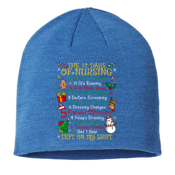 Nurses Merry Christmas Funny 12 Days Of Nursing Xmas Gift Sustainable Beanie