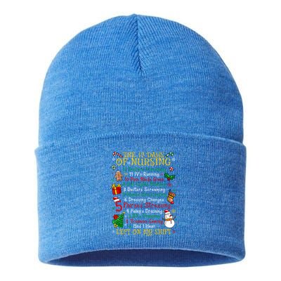 Nurses Merry Christmas Funny 12 Days Of Nursing Xmas Gift Sustainable Knit Beanie