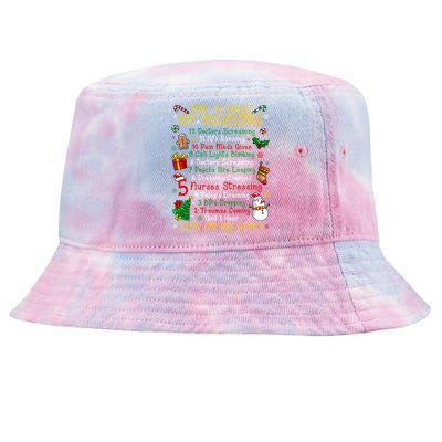 Nurses Merry Christmas Funny 12 Days Of Nursing Xmas Gift Tie-Dyed Bucket Hat