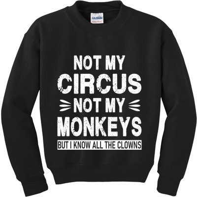 Not My Circus. Not My Monkeys. But I Know All The Clowns Kids Sweatshirt