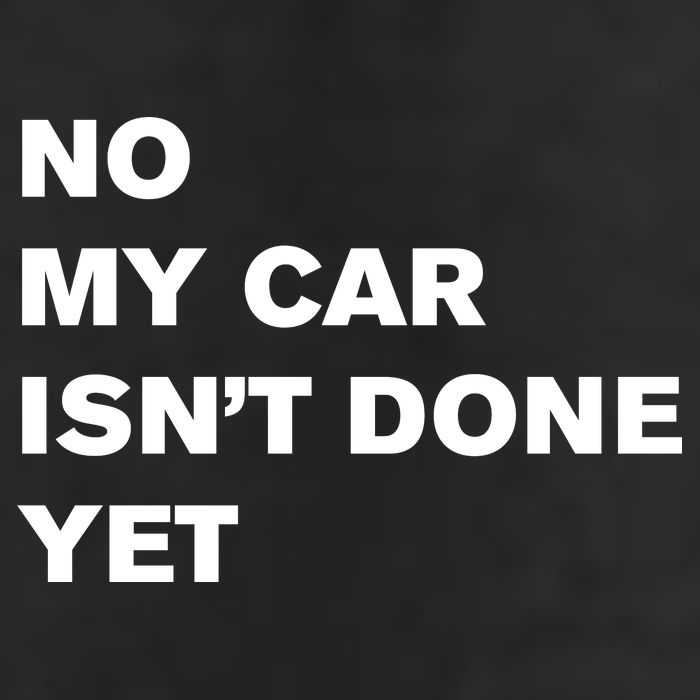 No My Car Isn’t Done Yet Funny 7 Panel Mesh Trucker Snapback Hat