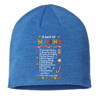 Nurses Merry Christmas Funny 12 Days Of Nursing Xmas Funny Gift Sustainable Beanie