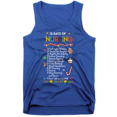 Nurses Merry Christmas Funny 12 Days Of Nursing Xmas Funny Gift Tank Top