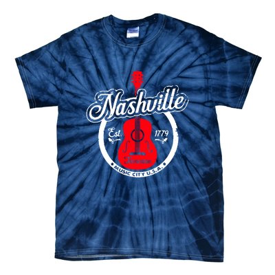 Nashville Music City Tennessee Cool Gift Country Music City Guitar Tie-Dye T-Shirt