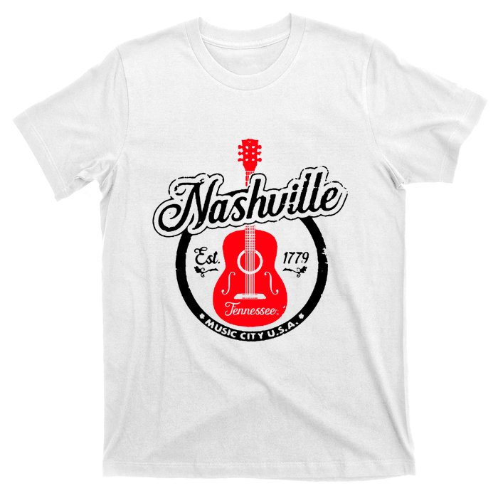 Nashville Music City Tennessee Cool Gift Country Music City Guitar T-Shirt