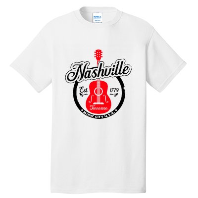 Nashville Music City Tennessee Cool Gift Country Music City Guitar Tall T-Shirt