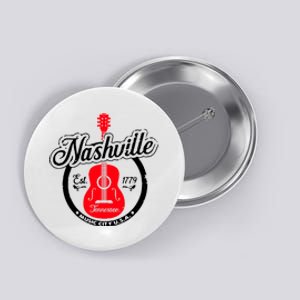 Nashville Music City Tennessee Cool Gift Country Music City Guitar Button