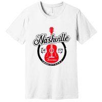 Nashville Music City Tennessee Cool Gift Country Music City Guitar Premium T-Shirt