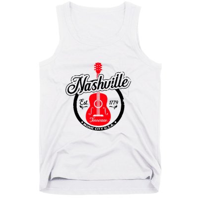 Nashville Music City Tennessee Cool Gift Country Music City Guitar Tank Top