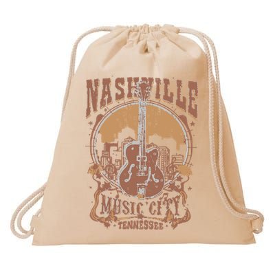 Nashville Music City Tennessee Guitar Drawstring Bag