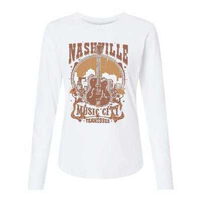 Nashville Music City Tennessee Guitar Womens Cotton Relaxed Long Sleeve T-Shirt