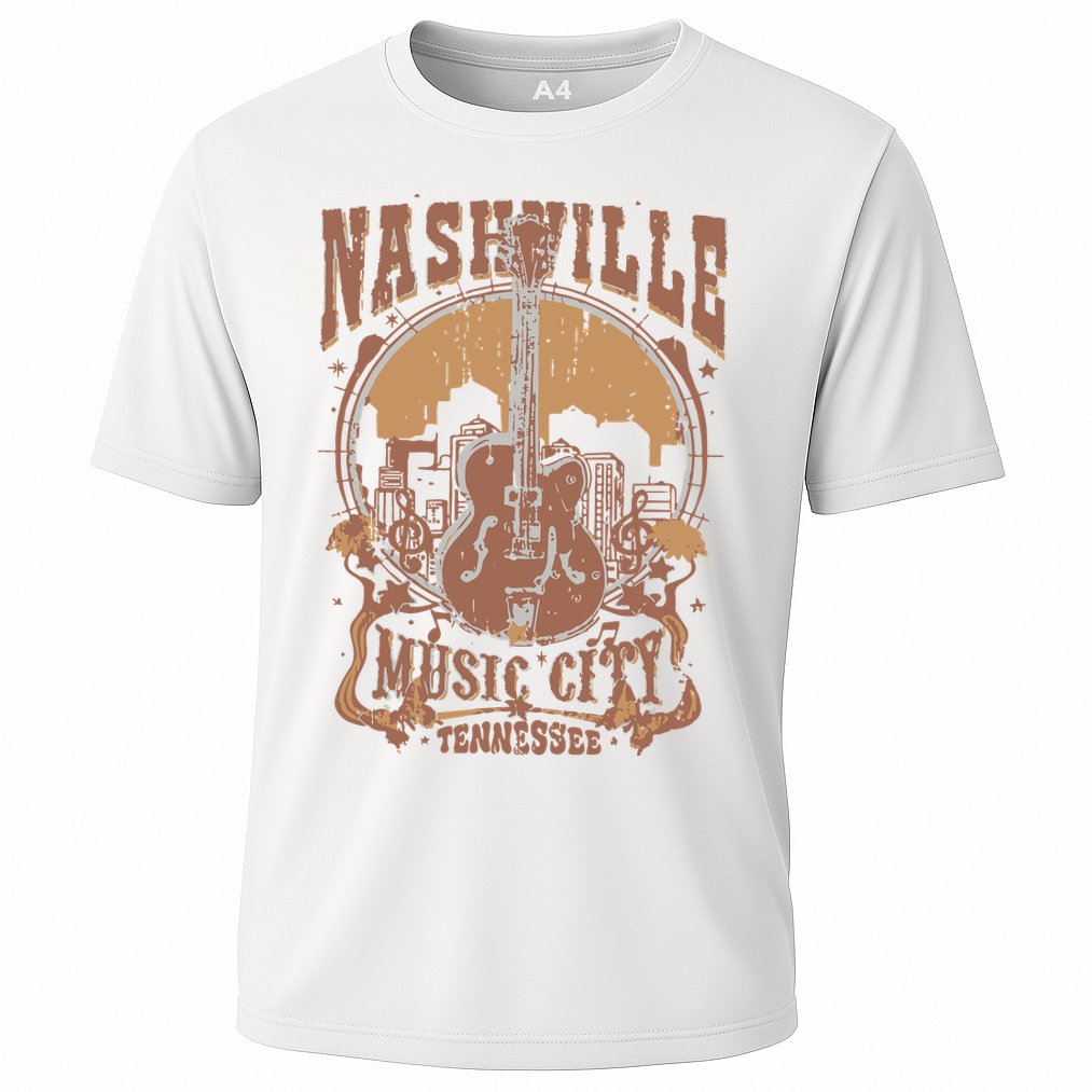 Nashville Music City Tennessee Guitar Cooling Performance Crew T-Shirt
