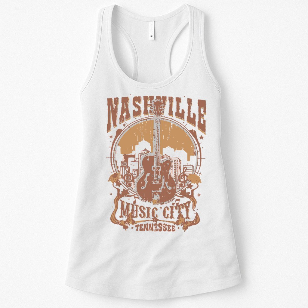 Nashville Music City Tennessee Guitar Womens Tank Top
