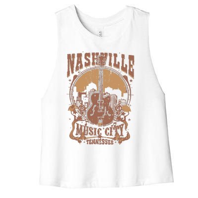 Nashville Music City Tennessee Guitar Women's Racerback Cropped Tank