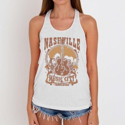 Nashville Music City Tennessee Guitar Women's Knotted Racerback Tank