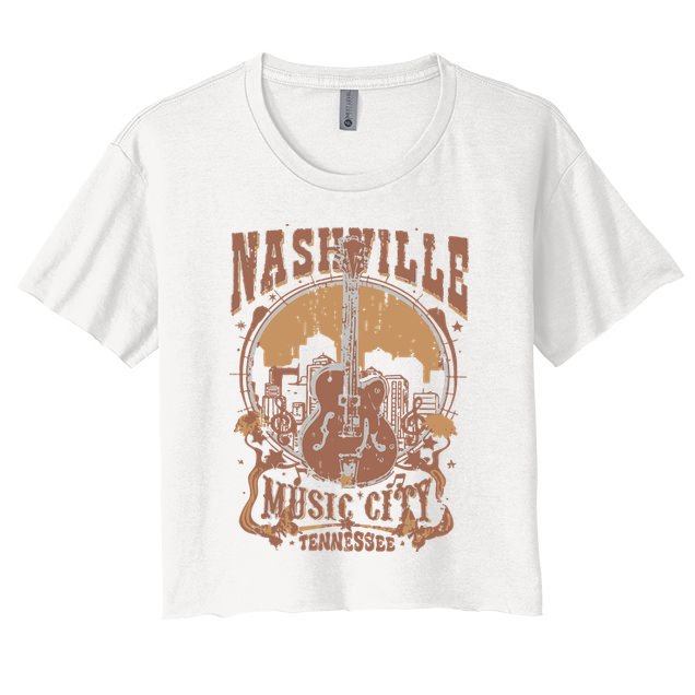 Nashville Music City Tennessee Guitar Women's Crop Top Tee