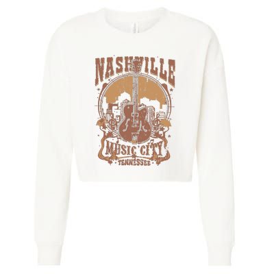 Nashville Music City Tennessee Guitar Cropped Pullover Crew