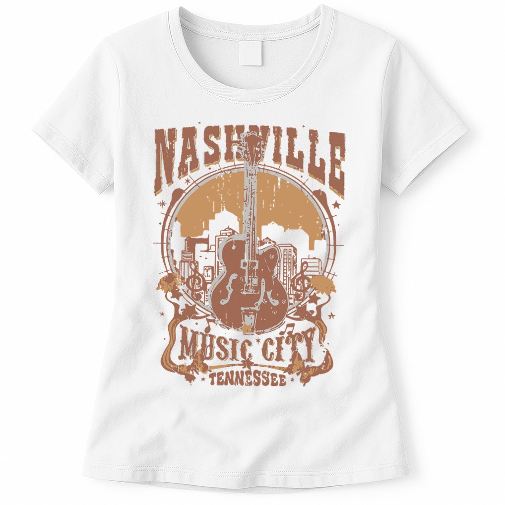 Nashville Music City Tennessee Guitar Womens T-Shirt