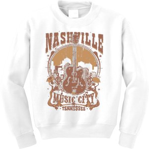 Nashville Music City Tennessee Guitar Kids Sweatshirt