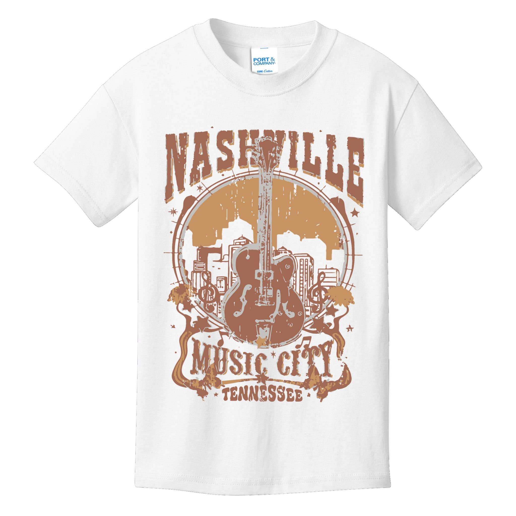 Nashville Music City Tennessee Guitar Kids T-Shirt