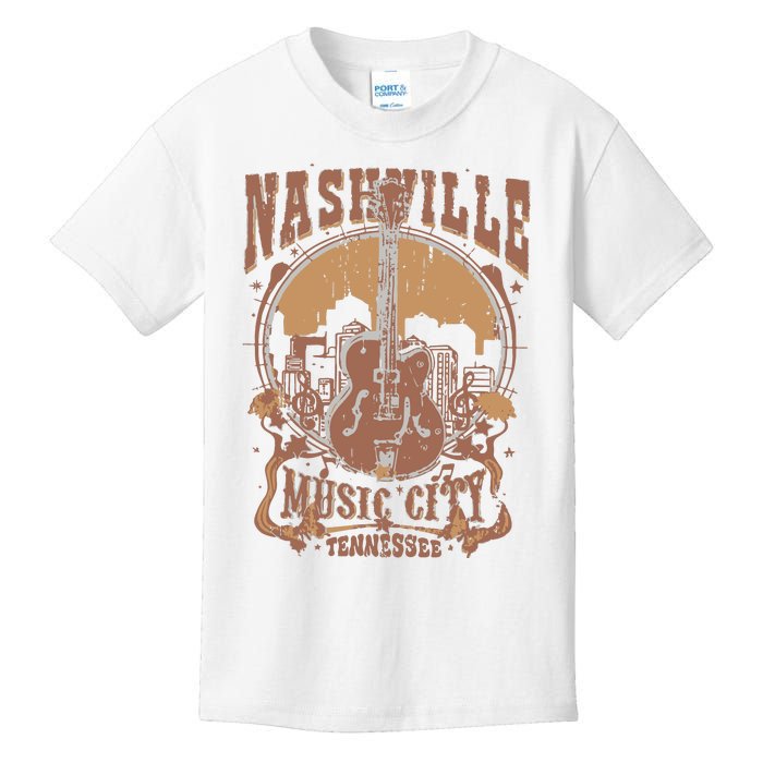 Nashville Music City Tennessee Guitar Kids T-Shirt