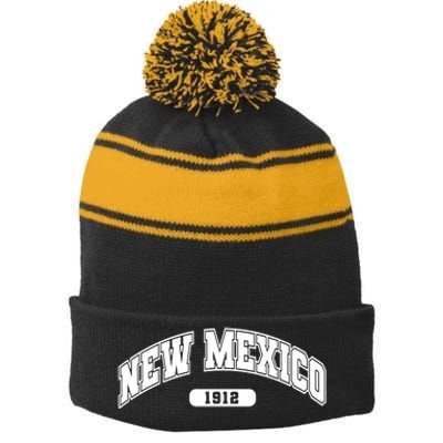 New Mexico Collegiate Style Stripe Pom Pom Beanie