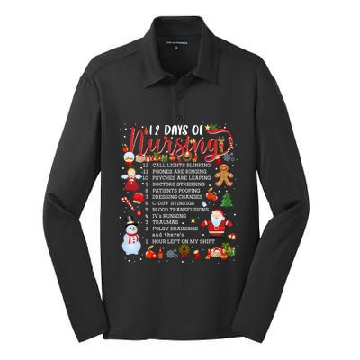 Nurses Merry Christmas Nurse Funny 12 Days Of Nursing Xmas Cool Gift Silk Touch Performance Long Sleeve Polo