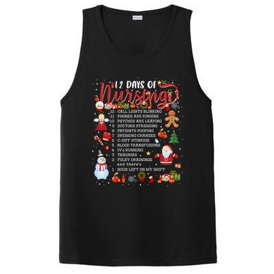 Nurses Merry Christmas Nurse Funny 12 Days Of Nursing Xmas Cool Gift PosiCharge Competitor Tank