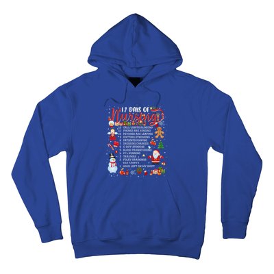 Nurses Merry Christmas Nurse Funny 12 Days Of Nursing Xmas Cool Gift Hoodie