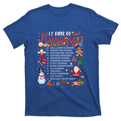 Nurses Merry Christmas Nurse Funny 12 Days Of Nursing Xmas Cool Gift T-Shirt