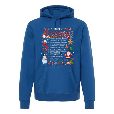 Nurses Merry Christmas Nurse Funny 12 Days Of Nursing Xmas Cool Gift Premium Hoodie