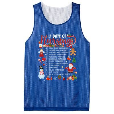 Nurses Merry Christmas Nurse Funny 12 Days Of Nursing Xmas Cool Gift Mesh Reversible Basketball Jersey Tank