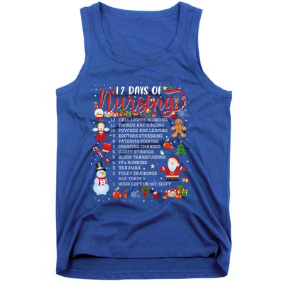 Nurses Merry Christmas Nurse Funny 12 Days Of Nursing Xmas Cool Gift Tank Top