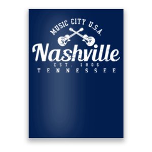 Nashville Music City Tennessee Country Music City Guitar Poster