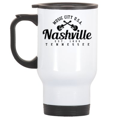 Nashville Music City Tennessee Country Music City Guitar Stainless Steel Travel Mug