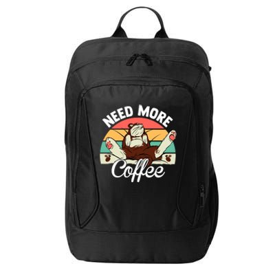 Need More Coffee Lazy Cat Gift Funny City Backpack