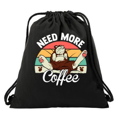 Need More Coffee Lazy Cat Gift Funny Drawstring Bag