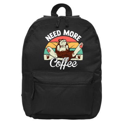 Need More Coffee Lazy Cat Gift Funny 16 in Basic Backpack